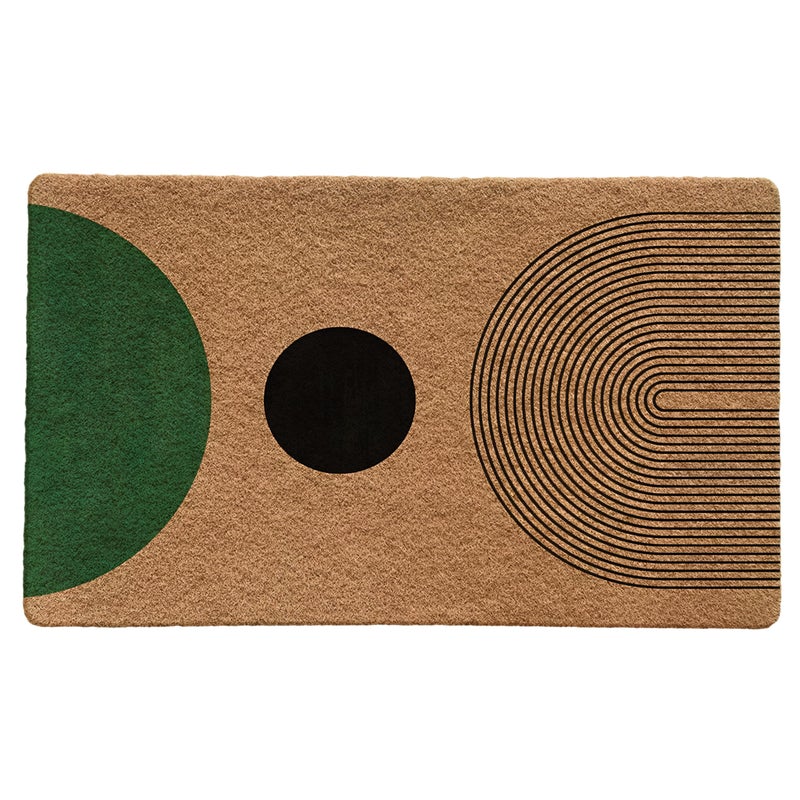 Luvadian Mid Century Modern Boho Door Mat - Boho Welcome Mat, Modern Green and Black Indoor/Outdoor Entrance Mat, 17x30 Inch - Image 1