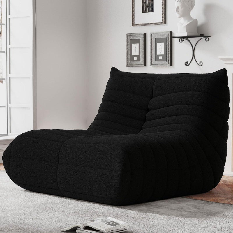 WHGBJA كراسي bean bag WHGBJA للبالغين، كرسي قراءة bean bag من رغوة الذاكرة، كرسي أرضي من مادة تيدي الناعمة، كراسي زاوية قراءة مريحة لغرفة النوم أو غرفة المعيشة أو المكتب (بني) - Image 1