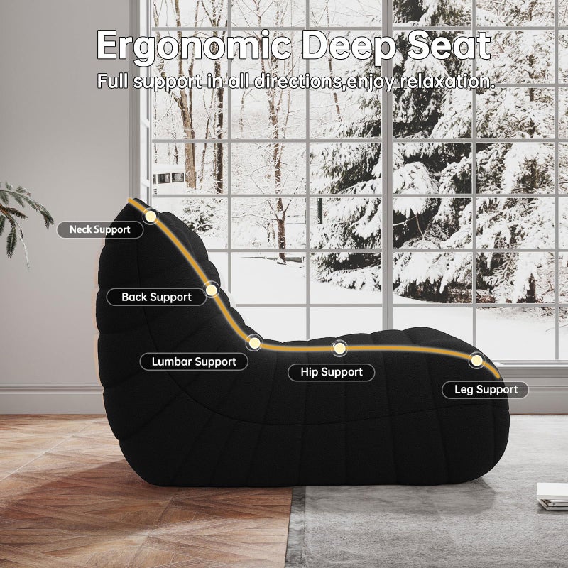 WHGBJA كراسي bean bag WHGBJA للبالغين، كرسي قراءة bean bag من رغوة الذاكرة، كرسي أرضي من مادة تيدي الناعمة، كراسي زاوية قراءة مريحة لغرفة النوم أو غرفة المعيشة أو المكتب (بني) - Image 5
