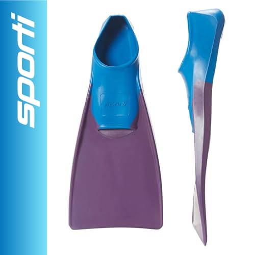 Sporti AdultKids Short Swim Fins Floating Fin for Swimming Snorkeling Swim Flippers for Training PurpleBlue Youth 34 W 5 - Image 3