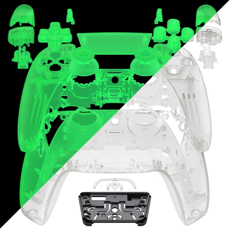eXtremeRate Full Set Shell with Buttons Touchpad Cover Glow in Dark Green Custom Replacement Decorative Trim Shell Front Back Plates Compatible with p s 5 Controller BDM030 BDM040 BDM050 - Image 2