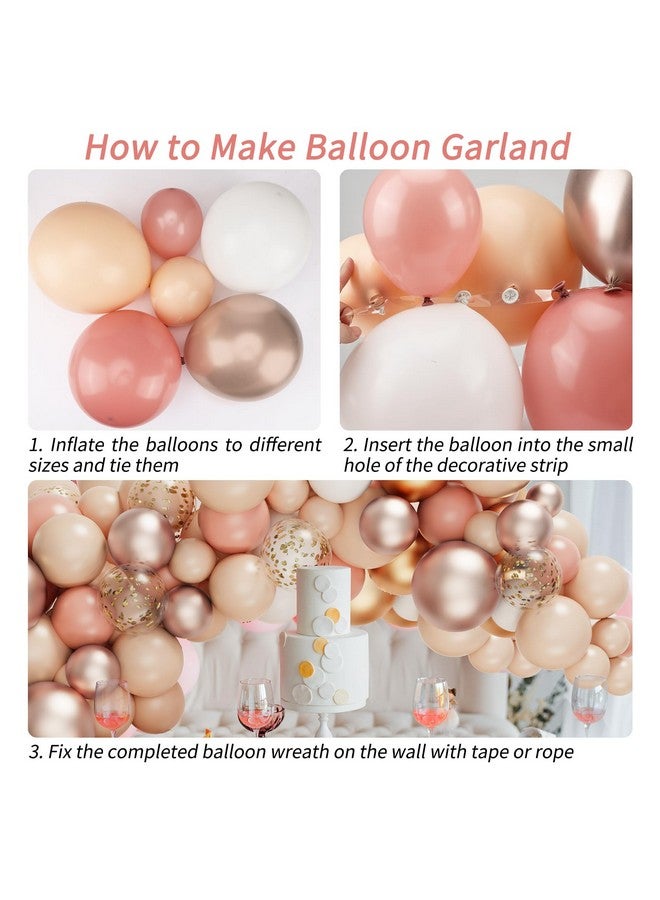 RUBFAC Blush Balloons Garland Arch Kit Retro Pink Cream Gold White Balloons Confetti Latex Balloons For Girls Baby Shower Valentine'S Day Garden Tea Party Bachelorette Birthday Wedding Decorations - Image 4