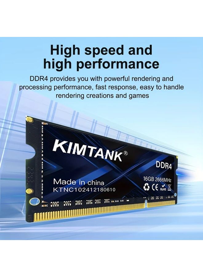 Kimtank 16GB DDR4 2666MHz SODIMM Laptop Memory Module Black High Performance - Image 1