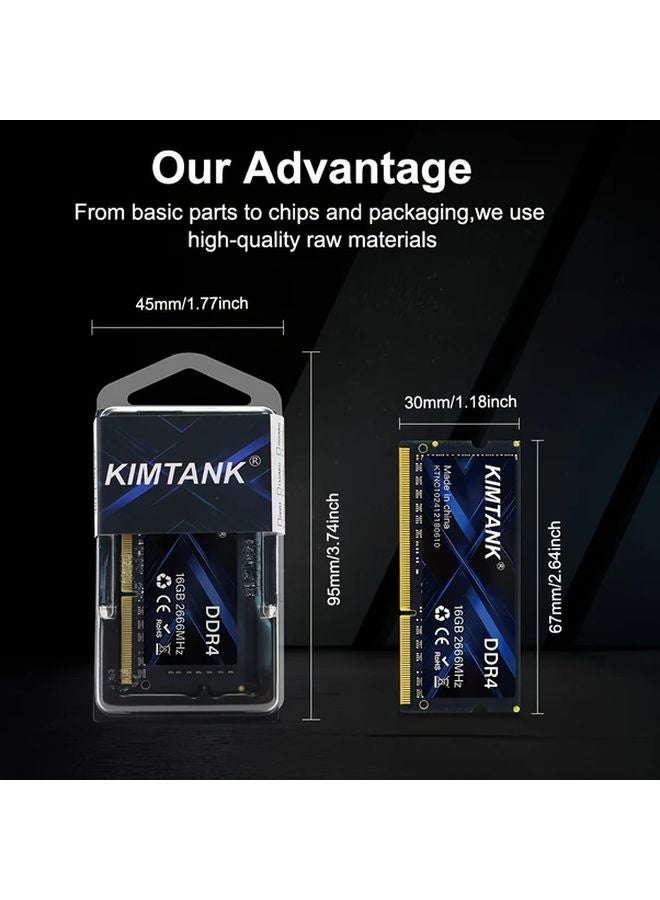 Kimtank 16GB DDR4 2666MHz SODIMM Laptop Memory Module Black High Performance - Image 4