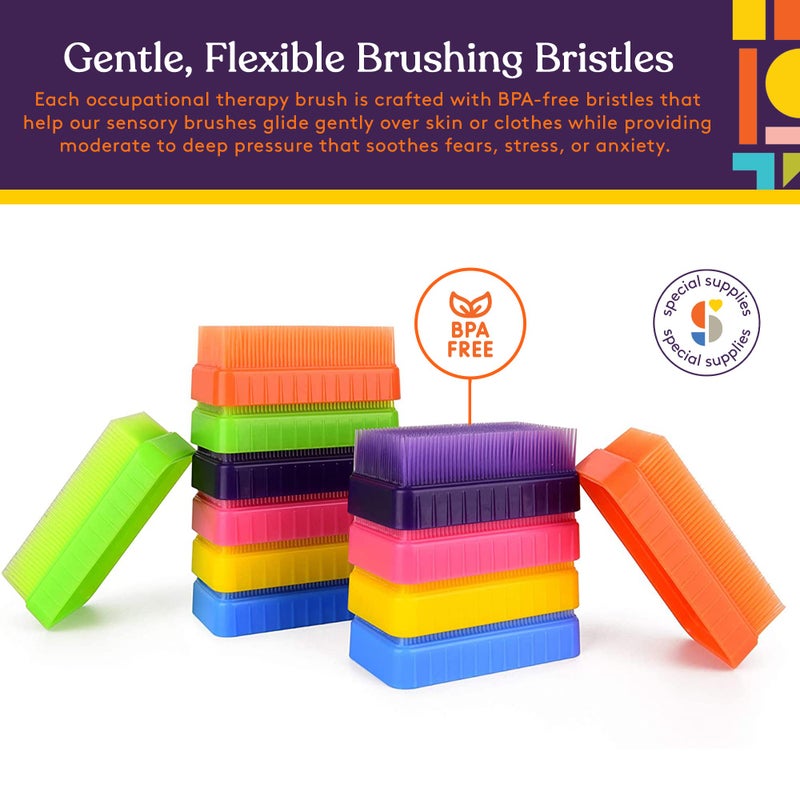 Special Supplies Sensory Brush Therapressure Therapy Brush for Occupational and Sensory Brushing, Stimulating, Calming Tools for Kids and Adults, Soft Flexible Bristles, Latex Free (Colored 12-Pack) - Image 3