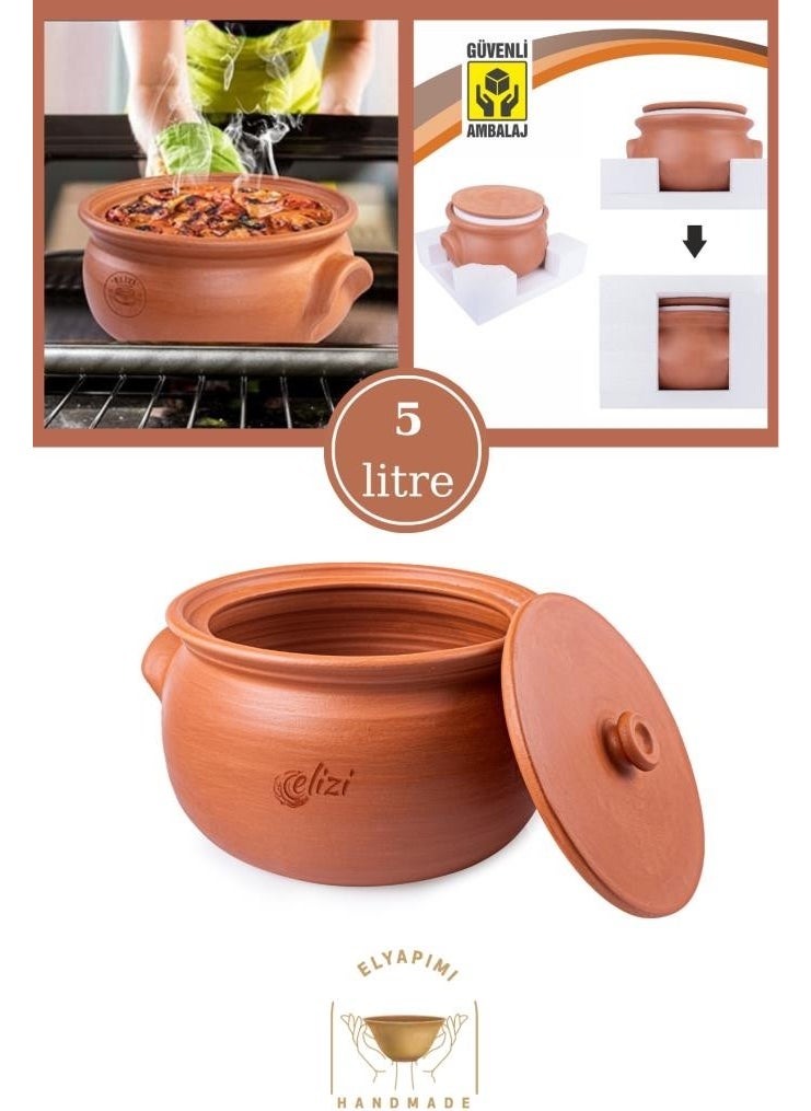 Elizi Pottery Handmade Clay Pot with Lid Medium Size Lined 5 Liters (In Special Unbreakable Foam Packaging) - pzsku/ZE1B78B2424066A43E369Z/45/_/1725725089/6b729b5a-309c-4371-9d51-fc0e8afb983d