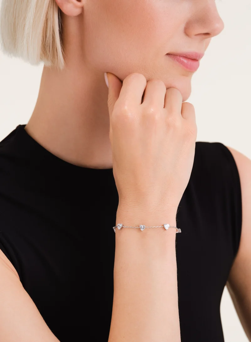 RoseField Rosefield Row of Hearts Bracelet Silver - JBRHS-J1014