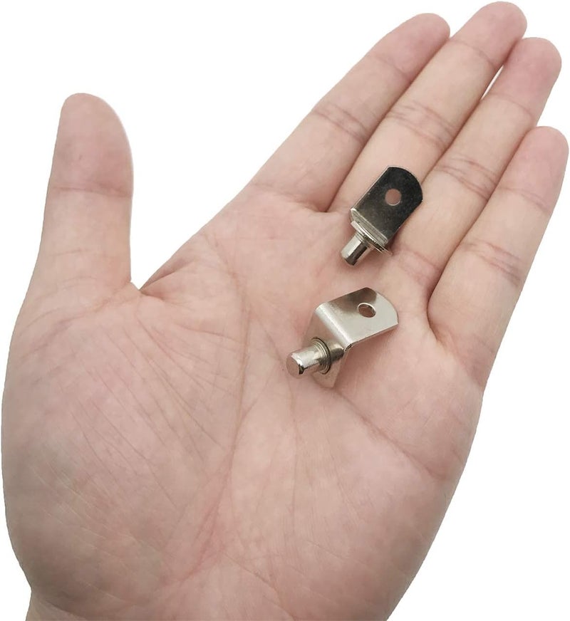 MYYZMY 50 Pack Shelf Support Pegs, 6mm Metal Nickel L-Shaped Support Pegs with Hole, Cabinet Support Pins for Furniture Shelves Bracket - Image 3