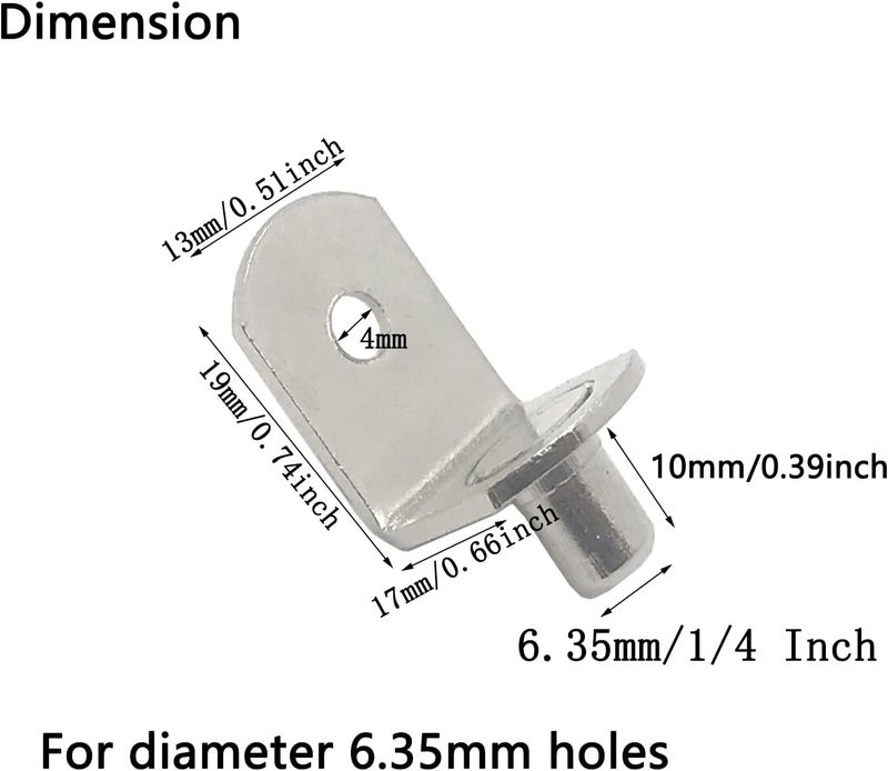 MYYZMY 50 Pack Shelf Support Pegs, 6mm Metal Nickel L-Shaped Support Pegs with Hole, Cabinet Support Pins for Furniture Shelves Bracket - Image 2