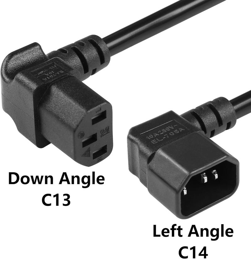CERRXIAN 30cm1ft IEC 320 90 Degree C13 to C14 Power Cable18AWG Down Angle IEC 320 C13 3 Pin Female to Left Angle C14 3 Pin Male Power Supply Extension Cord for Computer LED HDTV Monitor and Scanner - Image 5