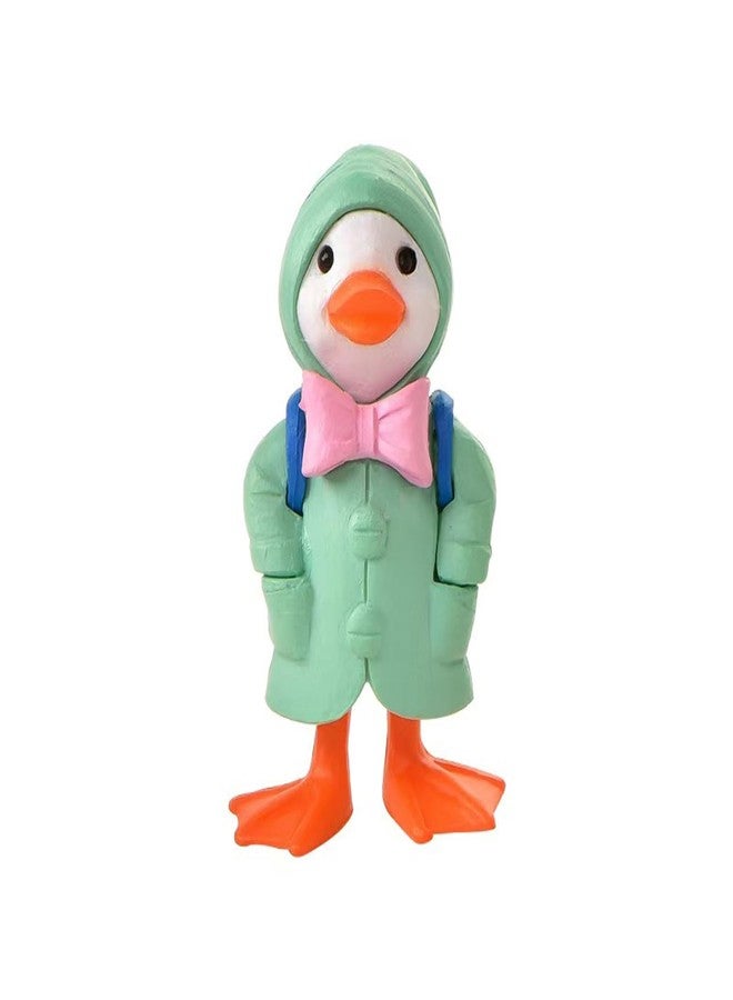 ALHBEJT 4Pcs Duck Statue for Holding Umbrella Home Decor Little Duck in Raincoat Resin Sculptured Hand Painted Figurine Cute Animal Sculptures and Statues (Green) - Image 3