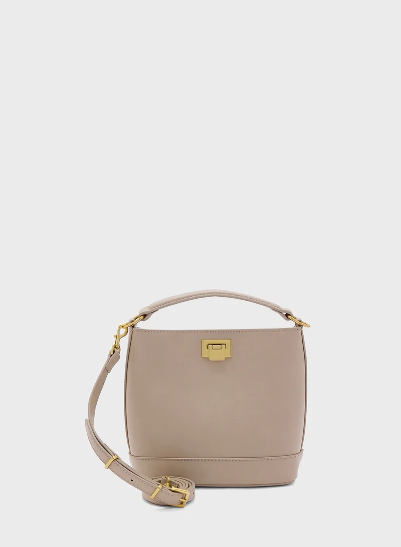 MANGO Metallic Detail Mini Shopper Bag