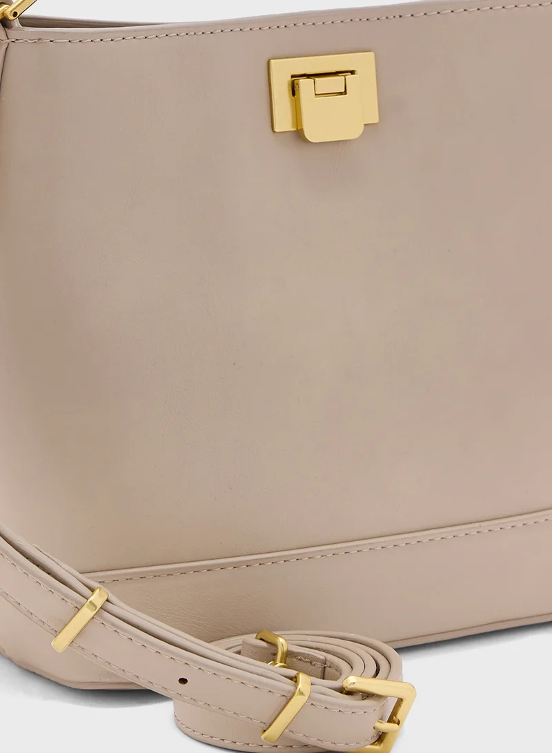 MANGO Metallic Detail Mini Shopper Bag
