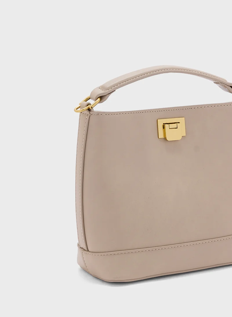 MANGO Metallic Detail Mini Shopper Bag