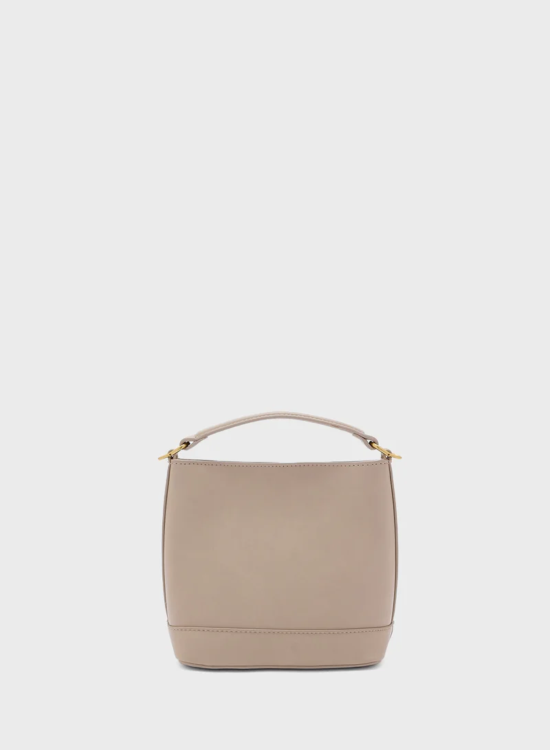 MANGO Metallic Detail Mini Shopper Bag