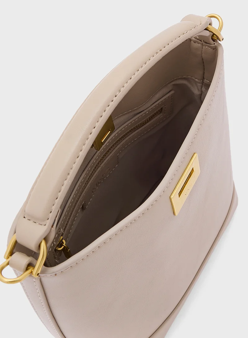 MANGO Metallic Detail Mini Shopper Bag