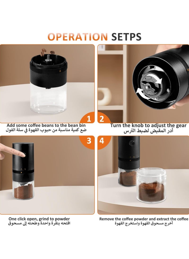 Qahwa Portable electric coffee grinder rechargeable black USB C  - Image 5