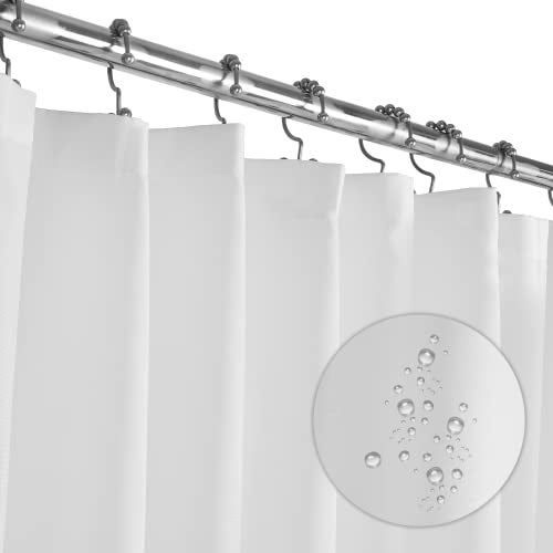LiBa Fabric Shower Curtain White Shower Curtain Heavy Duty Hotel Style Water Repellent Soft Cloth Shower Curtain 72 x 72 InchesWhite