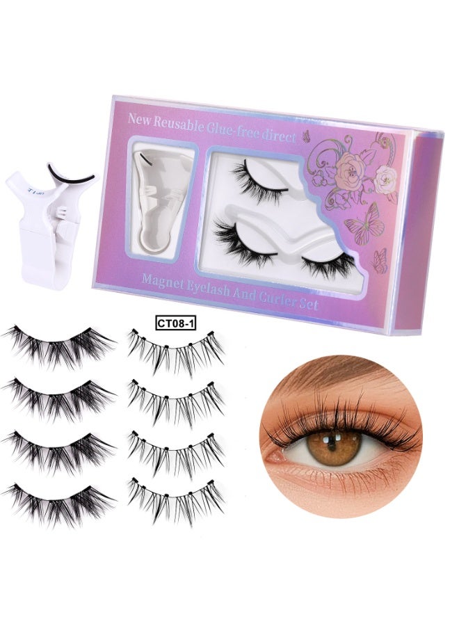 2 أزواج من مجموعة الرموش الصناعية المغناطيسية المكونة من 5 نقاط - نمط مزدوج ، ملصق سريع لمدة 30 ثانية ، مكياج طوال اليوم + صندوق تخزين مجاني ، خال من الغراء. اصنعي مظهرا جميلا في لحظة ، مليء بالشباب والإشراق! - Image 3