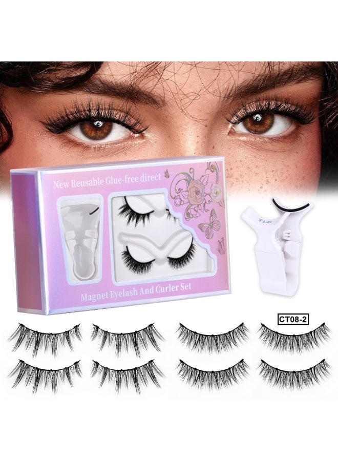 2 أزواج من مجموعة الرموش الصناعية المغناطيسية المكونة من 5 نقاط - نمط مزدوج ، ملصق سريع لمدة 30 ثانية ، مكياج طوال اليوم + صندوق تخزين مجاني ، خال من الغراء. اصنعي مظهرا جميلا في لحظة ، مليء بالشباب والإشراق! - Image 4