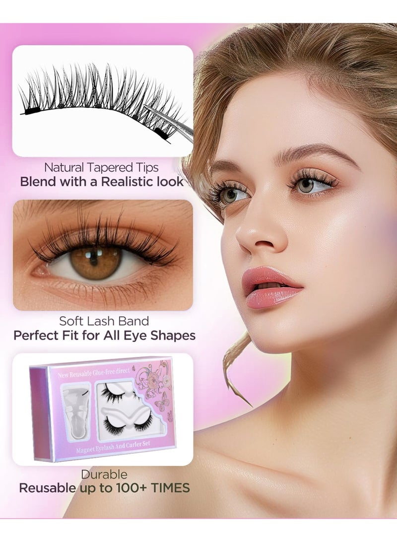 2 أزواج من مجموعة الرموش الصناعية المغناطيسية المكونة من 5 نقاط - نمط مزدوج ، ملصق سريع لمدة 30 ثانية ، مكياج طوال اليوم + صندوق تخزين مجاني ، خال من الغراء. اصنعي مظهرا جميلا في لحظة ، مليء بالشباب والإشراق! - Image 1