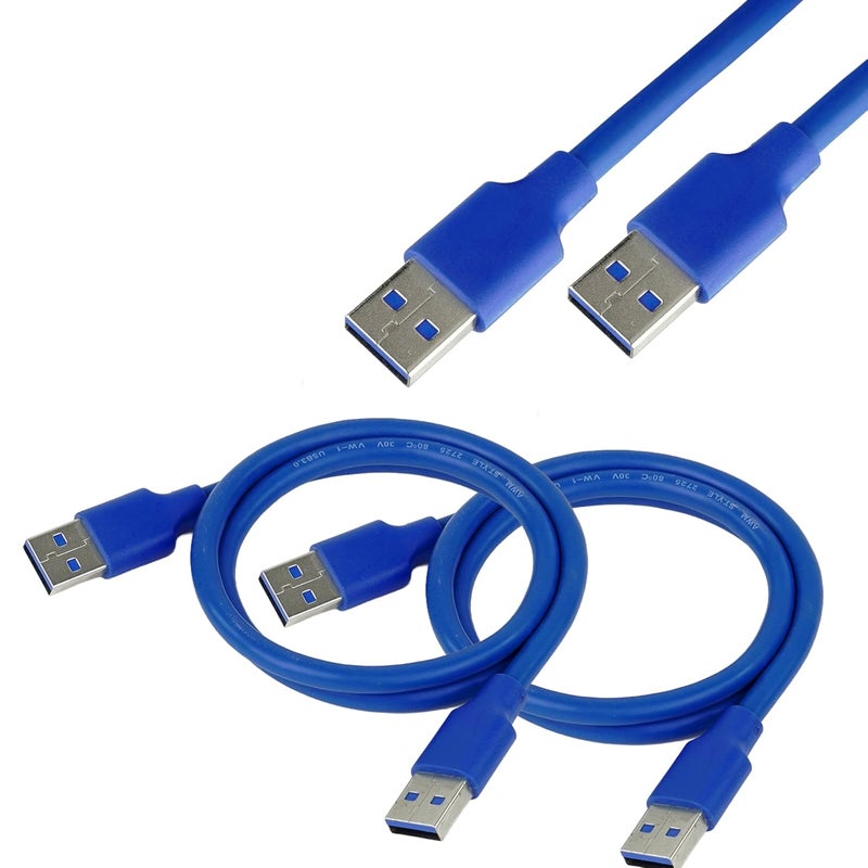 Storite 2 Pack USB 3.0 Type A Male to Male Cable – 60cm High-Speed 5Gbps Data Transfer Cord for Hard Drive Enclosures, Laptop Cooling Pad, DVD Players, PC – Blue - Image 1