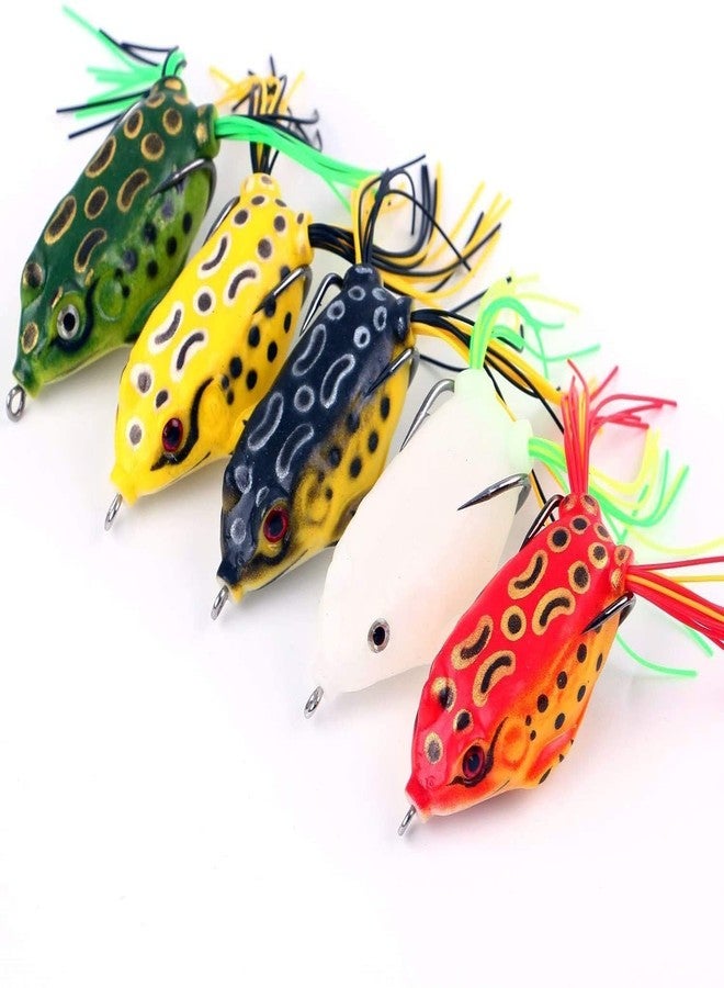 RAJry Soft Bait Fishing Hook Fish Top Water Frog Lure 5 Pcs Realistic Prop Frog Soft Swimbait Floating Bait for Freshwater Saltwater - Image 1