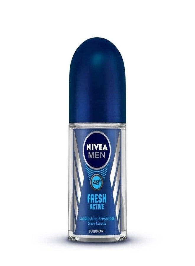 Men Anti Perspirant Roll On, Fresh Active Longlasting Freshness Ocean Extracts, 48 Hour Protection, 1.7 Ounce