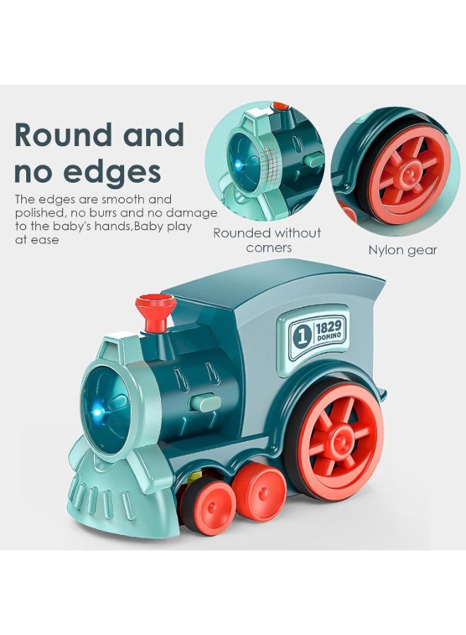 واحة الألعاب لعبة قطار الدومينو – 60 قطعة دومينو مع أضواء وأصوات، لعبة بناء وتكديس أوتوماتيكية، هدية تعليمية STEM للأولاد والبنات من عمر 3 إلى 7 سنوات - Image 5