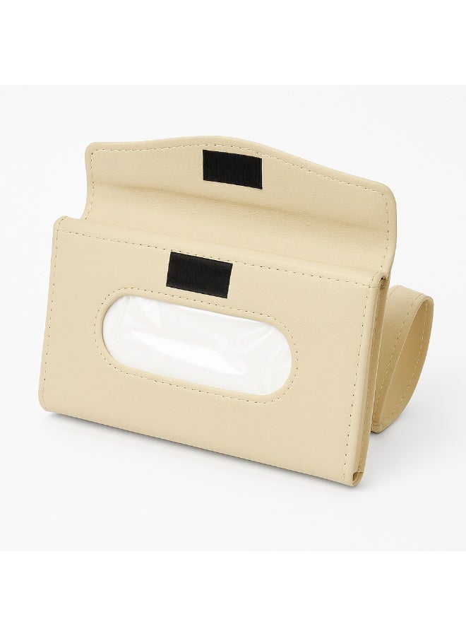 Car Sun Visor Luxury Tissue Holder, For Cars and Trucks, Beige Leather - Image 3