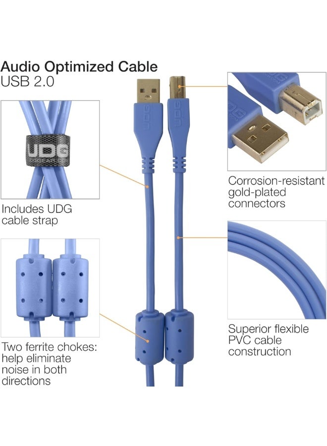 UDG Ultimate Audio Cable USB 2.0 A-B, Light Blue, Straight, 2 m - Image 2