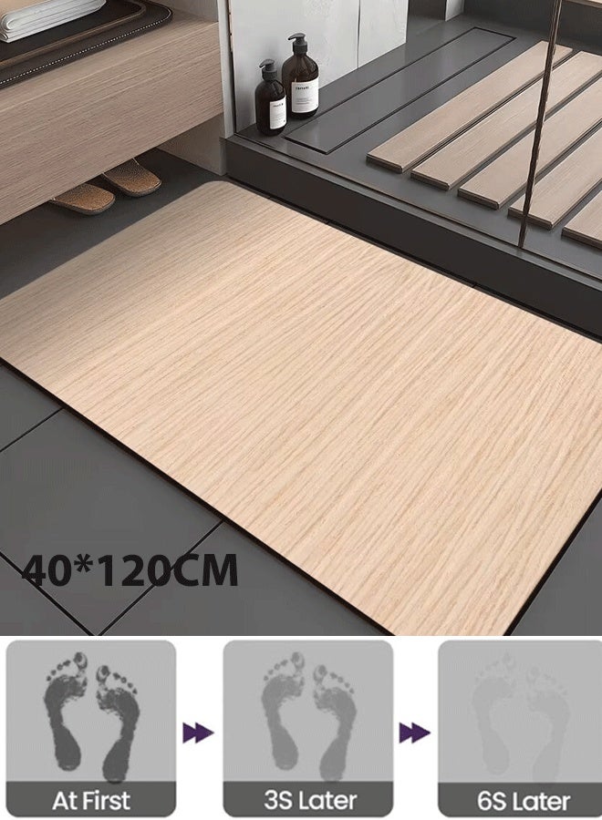 شو وو سجادة حمام فائقة الامتصاص، سجادة حمام غير قابلة للانزلاق، سريعة الجفاف، سجادة حمام حجرية للحمام، سجادات أرضية حمام رقيقة تناسب أسفل الباب، قابلة للغسل في الغسالة 40*120 سم - Image 1