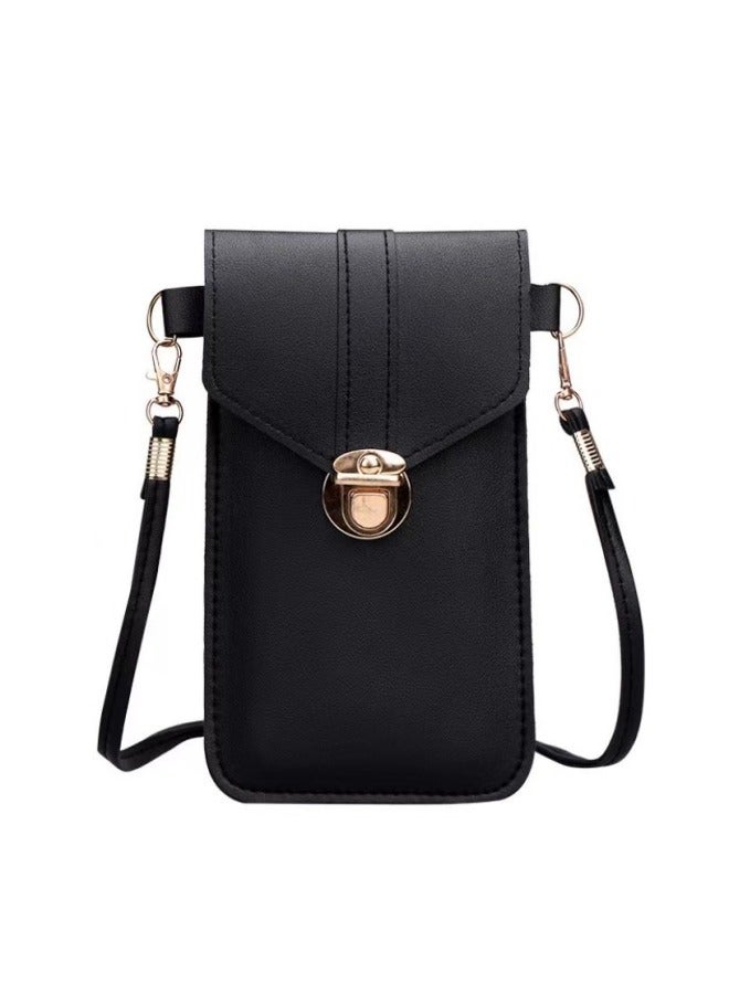Women's Bag Thin Fashionable Lock Buckle Crossbody Mobile Phone Bag Touch Screen Mobile Phone Wallet Retro All-match Student Buckle Small Wallet - Image 3