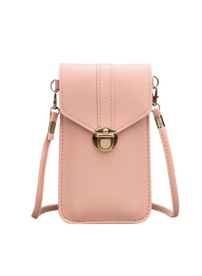 Women's Bag Thin Fashionable Lock Buckle Crossbody Mobile Phone Bag Touch Screen Mobile Phone Wallet Retro All-match Student Buckle Small Wallet - Image 2