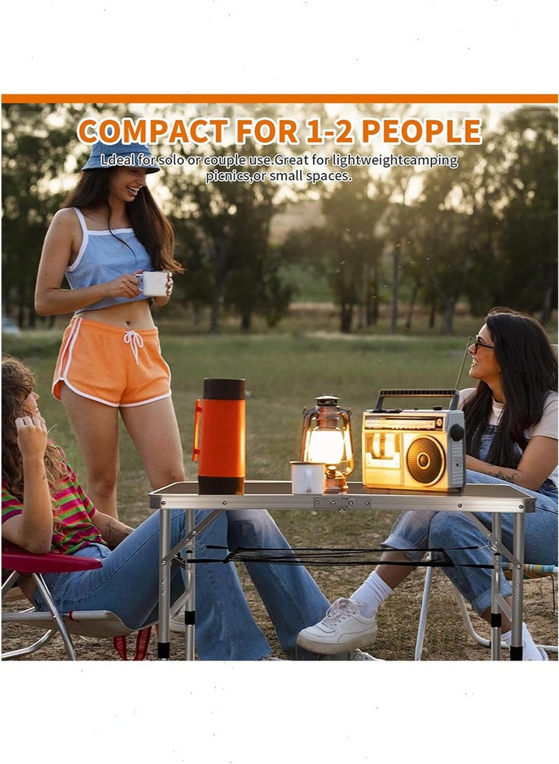 Yoawllty Folding Camping Table, Adjustable Heights Picnic Table with Mesh Storage Layer, Lightweight Fold-in-Half Table with Handle for BBQ, Party(Black) - Image 5