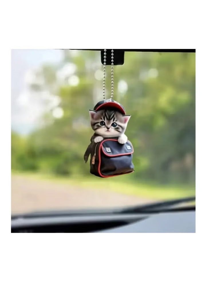 GMORO Cat-Shaped Car Mirror Accessories,Cute Car Accessories,Cat Car Pendant,Cute Cat Car Decoration for Rearview Mirror Hanging Car Interior Accessories - Image 3