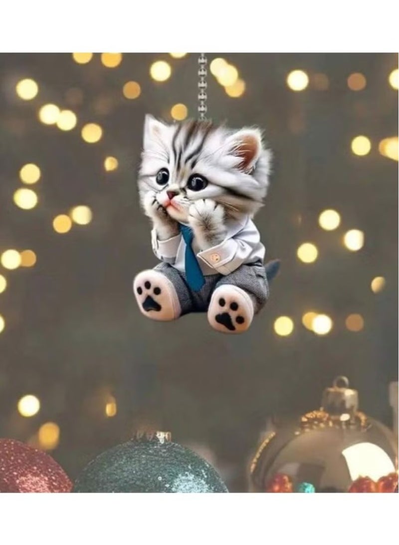 GMORO Cat-Shaped Car Mirror Accessories,Cute Car Accessories,Cat Car Pendant,Cute Cat Car Decoration for Rearview Mirror Hanging Car Interior Accessories - Image 4