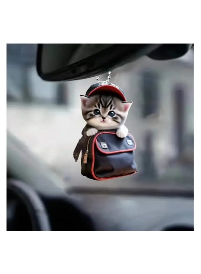 GMORO Cat-Shaped Car Mirror Accessories,Cute Car Accessories,Cat Car Pendant,Cute Cat Car Decoration for Rearview Mirror Hanging Car Interior Accessories - Image 5