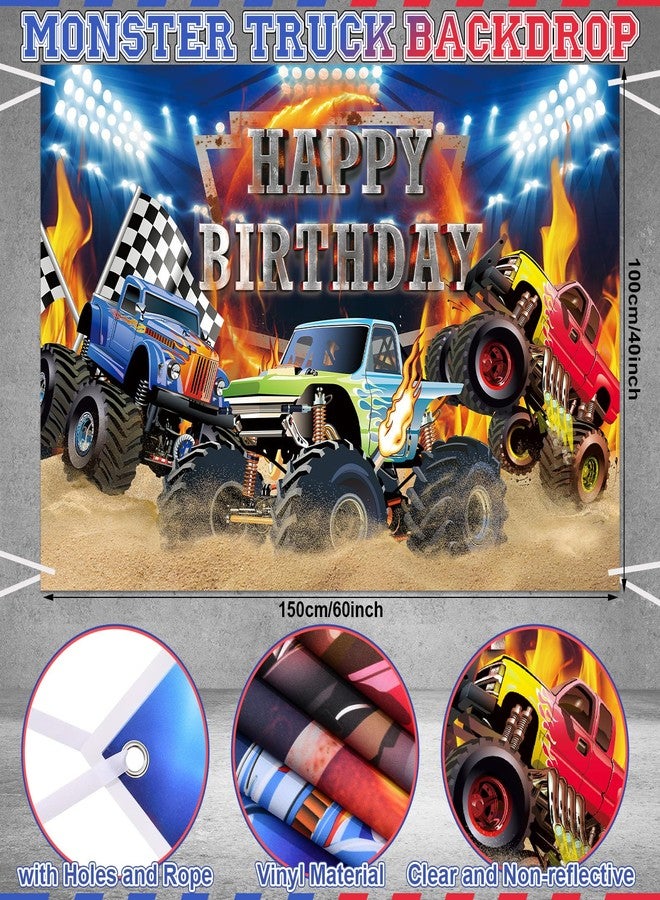 Golray 145Pcs Monster Truck Birthday Decorations Machines Party Decoration with Truck Theme Balloon Garland Arch Kit Wheel Foil Balloon Backdrop Cake Topper Baby Shower Truck Birthday Supplies for Boys - Image 4