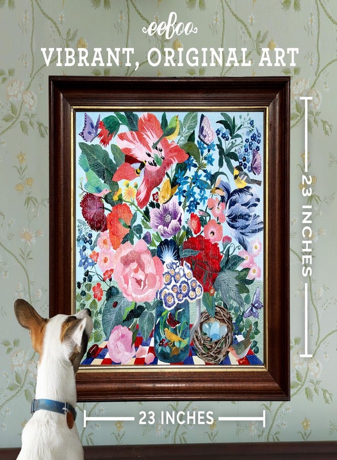 eeBoo Spring Bouquet 1000 Piece Square Jigsaw Puzzle, 23" x 23" - Image 3