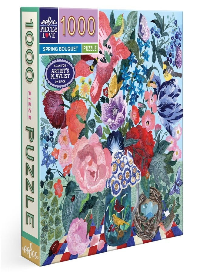 eeBoo Spring Bouquet 1000 Piece Square Jigsaw Puzzle, 23" x 23" - Image 1