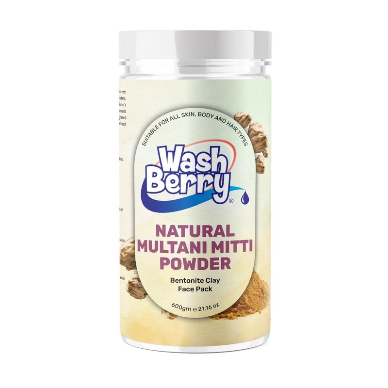 WashBerry 100 Pure Organic Natural Multani Mitti Powder for Face Pack Skin HairFullers Earth Bentonite Clay for All Skin Type 600 Gram - Image 1