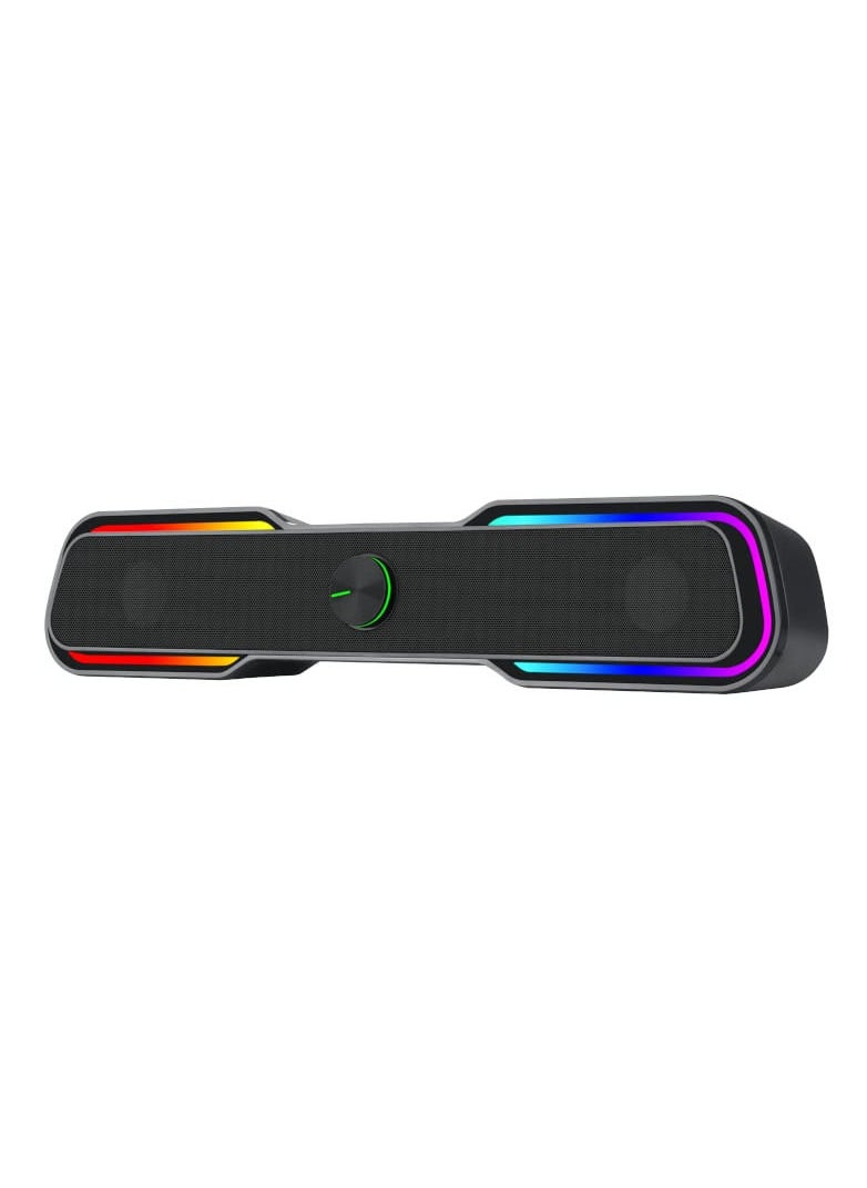 T-DAGGER - T-DAGGER T-TGS600 (Colour Box)  3W 3.5mm Gaming Sound Bar With RGB Backlit LED USB Powered For PC - Image 1