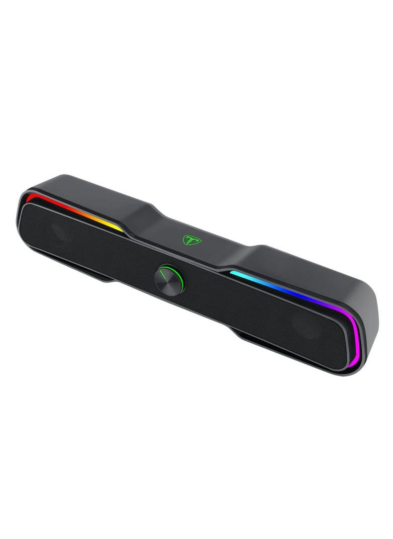 T-DAGGER - T-DAGGER T-TGS600 (Colour Box)  3W 3.5mm Gaming Sound Bar With RGB Backlit LED USB Powered For PC - Image 1