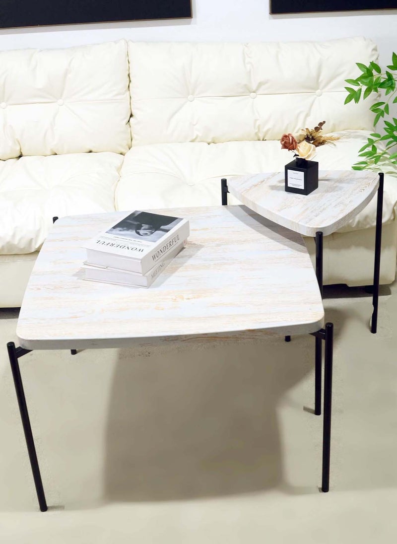 Sharpdo Square Coffee Table, Simple Modern Living Room, Home Wood, Light Luxury Style Combination Table 64*64*43&44*44*50CM - Image 1