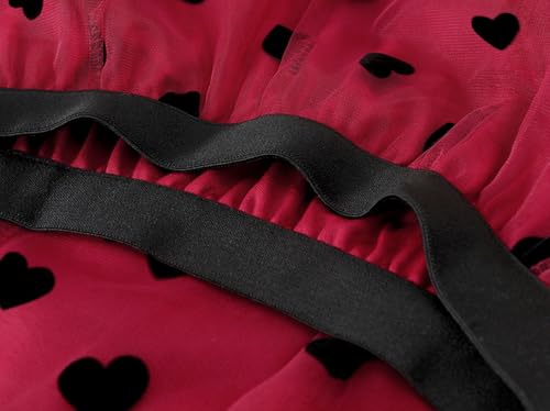 Reaowazo Skirts for Women Midi Long Length Dressy Casual Trendy Summer Tulle A-Line Floral High Waist Skirt Heart Red L-XL - Image 5
