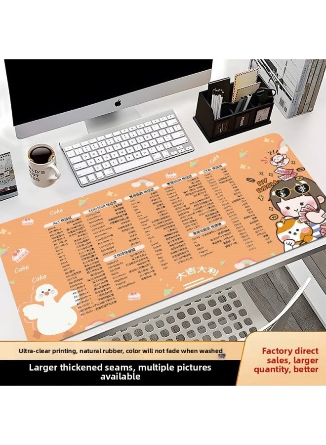 Mouse Pad Secondary FPS Game E-Sports Keyboard Pad Office Shortcut Key Heating Table Pad-Color:4mm-1000x500mm-Pattern:Rich Woman Shortcut Keys