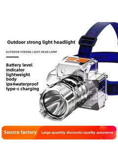 Generic P50 Strong Headlight Long Endurance Induction LED Outdoor Fishing Special Charging Super Bright Headlight Waterproof Headlight-Color:Strong Light Headlight +USBcharging + Sl24247  - Image 1