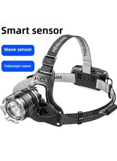 Generic P50 Strong Headlight Long Endurance Induction LED Outdoor Fishing Special Charging Super Bright Headlight Waterproof Headlight-Color:Strong Light Headlight +USBcharging + Sl24247  - Image 4