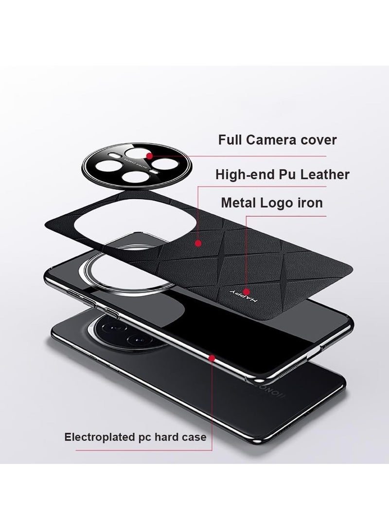 general Shell compatible with Honor Magic 7 Pro 5G shell, luxury plain leather plated frame anti-fingerprint anti-drop camera lens protection anti-shock cover - Image 3